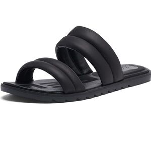 Sorel Ella II Puff Black Sea Salt Slides Sandals Shoes‎ Womens size 6